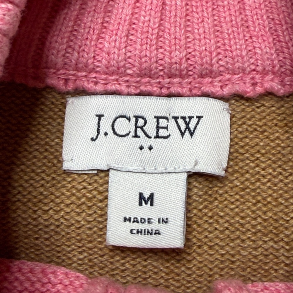 J.Crew Colorblock Sweater Womens M Cotton Pullover Button Mock Neck Preppy - Picture 4 of 7